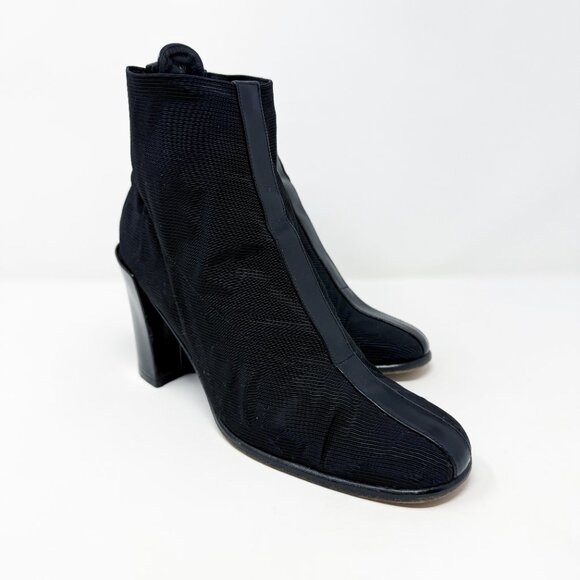 Vtg Y2K Donald Pliner	Black Fabric Ankle Booties Women's Sz 7.5 Made in Spain - Picture 11 of 11